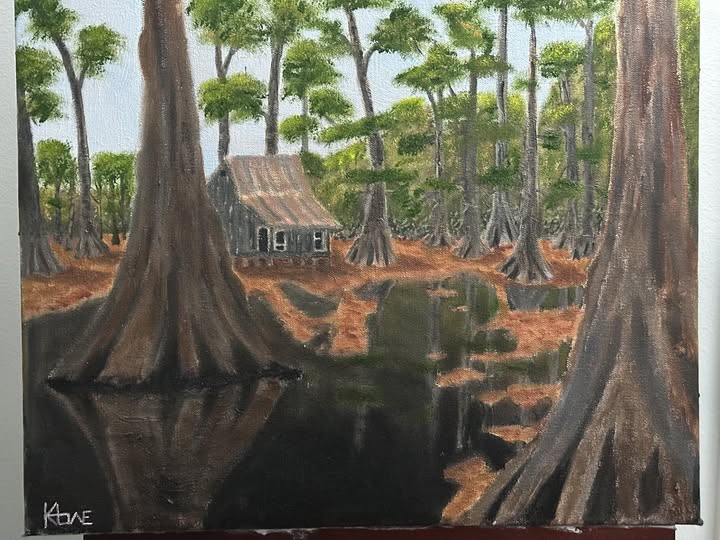 "Dark Swamp" 19x24in oil on canvas, Painted on handmade 1-1/2 inch thick canvas.
