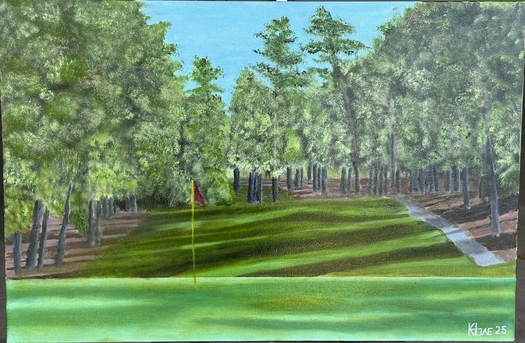"Par Four" Oil on 1-1/2in thick Gallery wrapped Canvas, 24x36in
