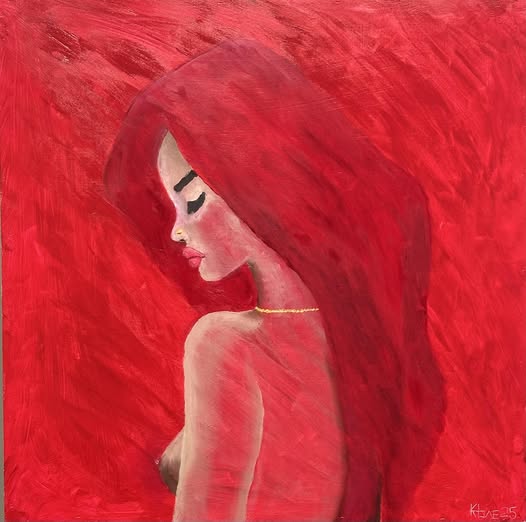 "Red" 24x24in x 1-1/2, oil on Acrylic Framed Panel board