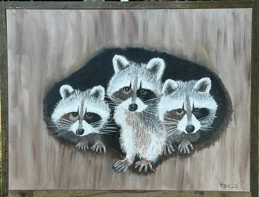 "Three Amigos" 18x24in oil on 1-1/2in thick Gallery wrapped canvas. handmade Aged Pine frame.