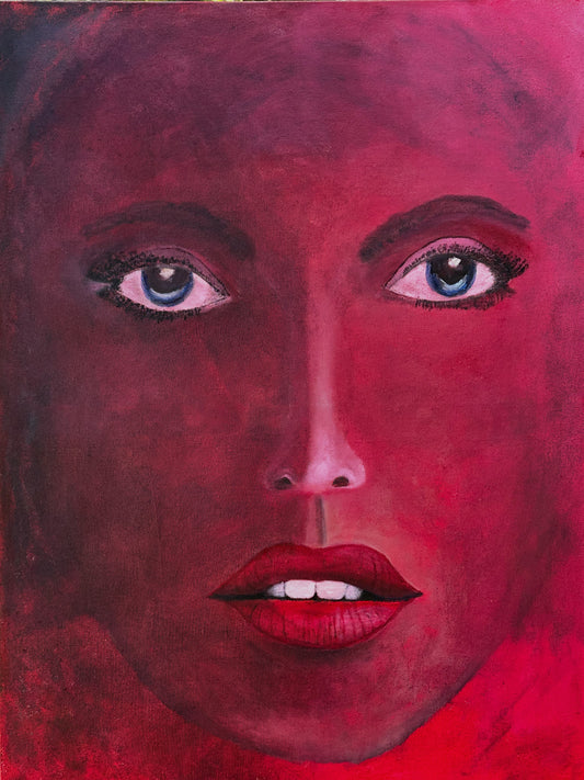 "The Crimson Mask"  30x40in oil on canvas