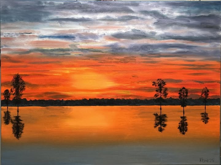 Sunset at "D'arbonne" 30x40 inch oil on 1-1/2 thick gallery wrapped canvas