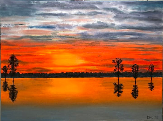 Sunset at "D'arbonne" 30x40 inch oil on 1-1/2 thick gallery wrapped canvas